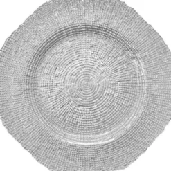 Hexagon - Glass Charger Plate in Silver (Item # 0248)