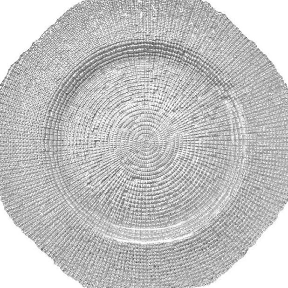 Hexagon - Glass Charger Plate in Silver (Item # 0248)