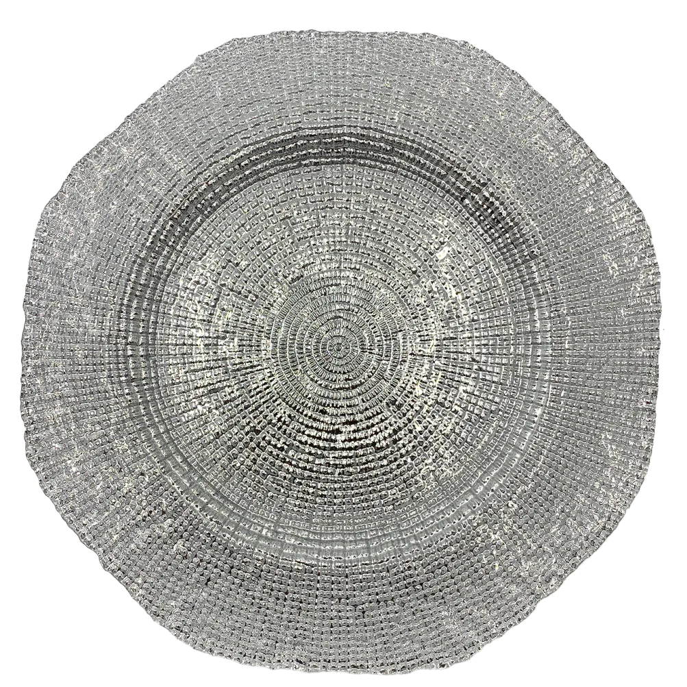Hexagon - Glass Charger Plate in Silver (Item # 0248)