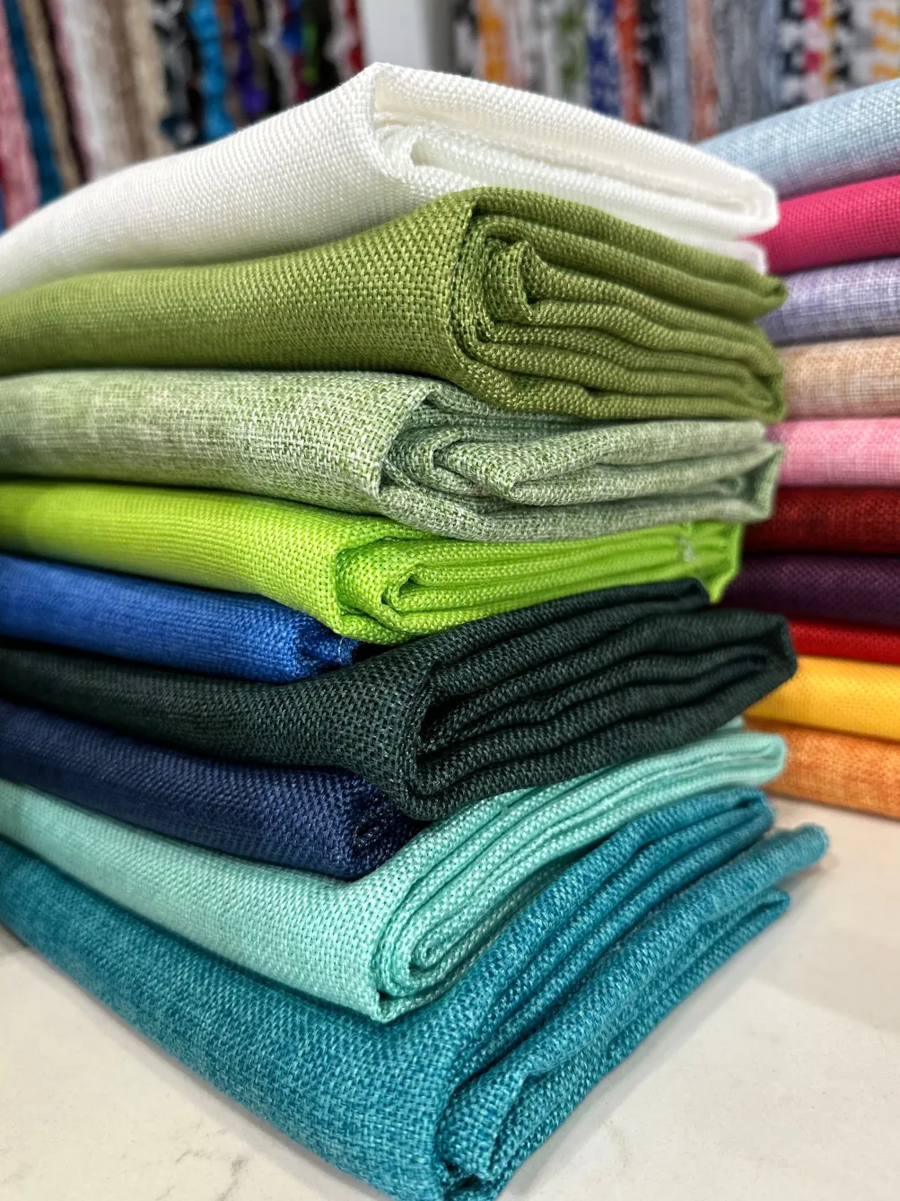 Imitation Burlap Table Linen in Willow Green