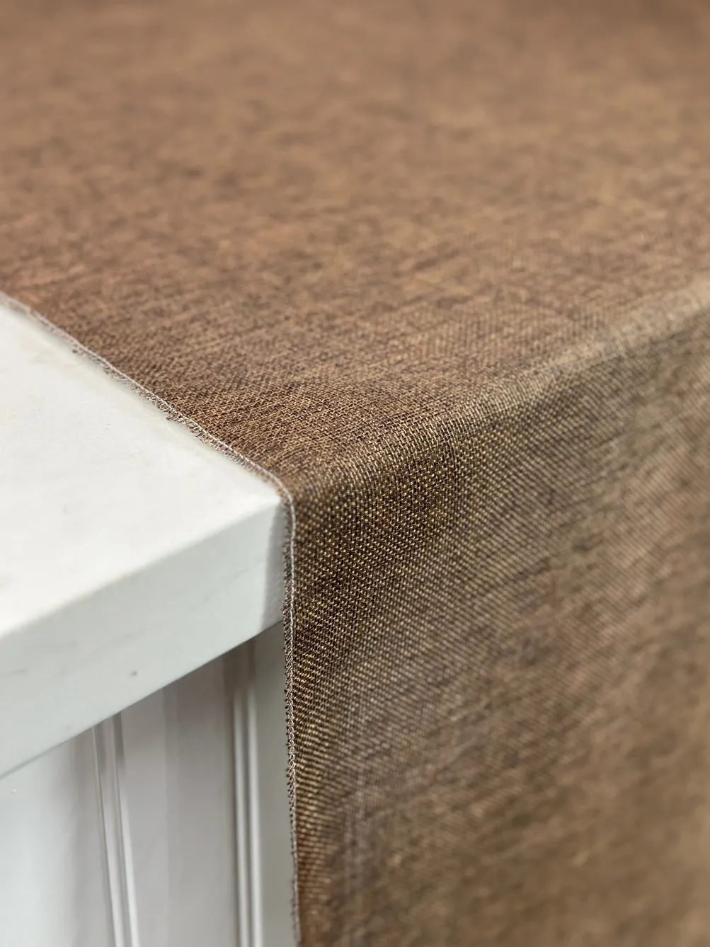 Imitation Burlap Table Linen in Coffee