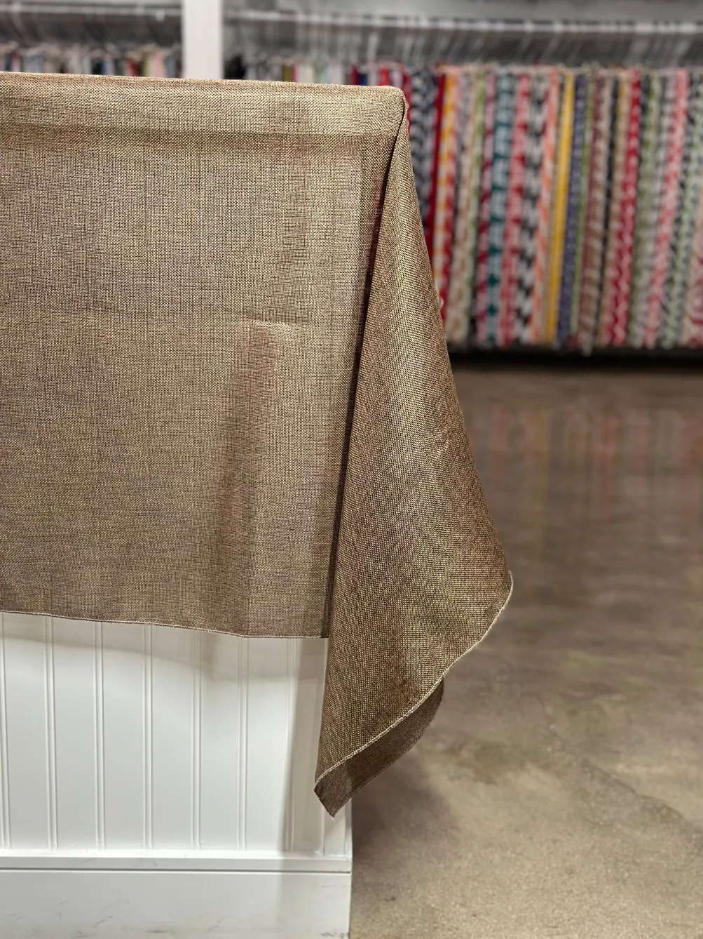 Imitation Burlap Table Linen in Coffee