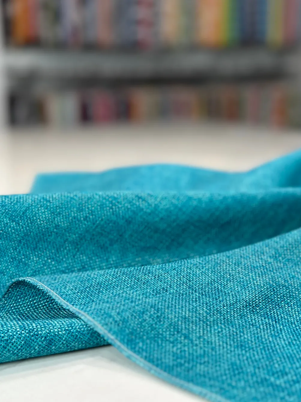 Imitation Burlap Table Linen in Teal