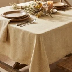Imitation Burlap Table Linen in Natural