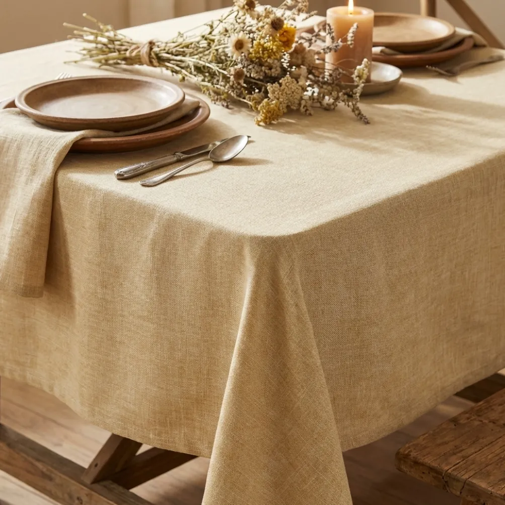 Imitation Burlap Table Linen in Natural