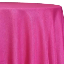 Imitation Burlap Table Linen in Hot Pink