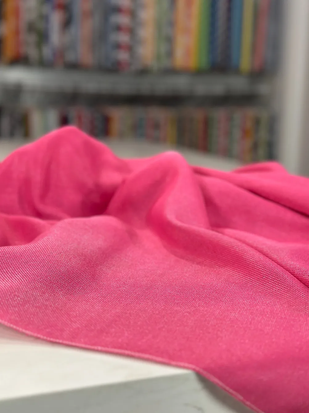 Imitation Burlap Table Linen in Hot Pink