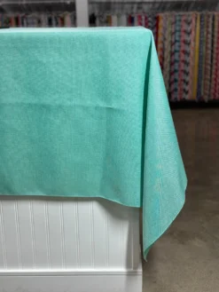 Imitation Burlap Table Linen in Teal Green
