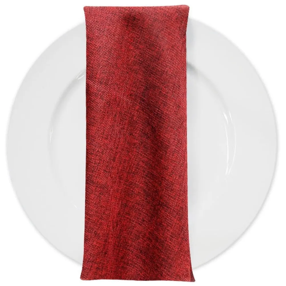 Imitation Burlap Table Napkin in Cranberry