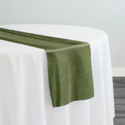 Imitation Burlap Table Runner in Willow Green