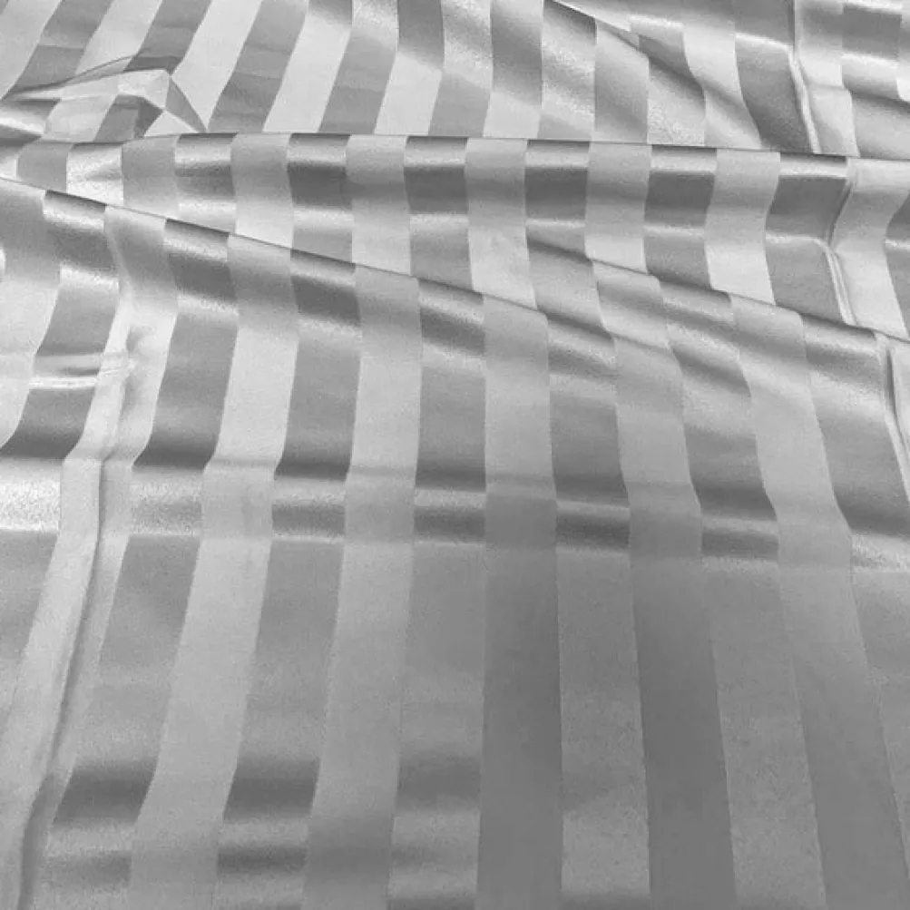 Imperial Stripe Table Linen in Silver