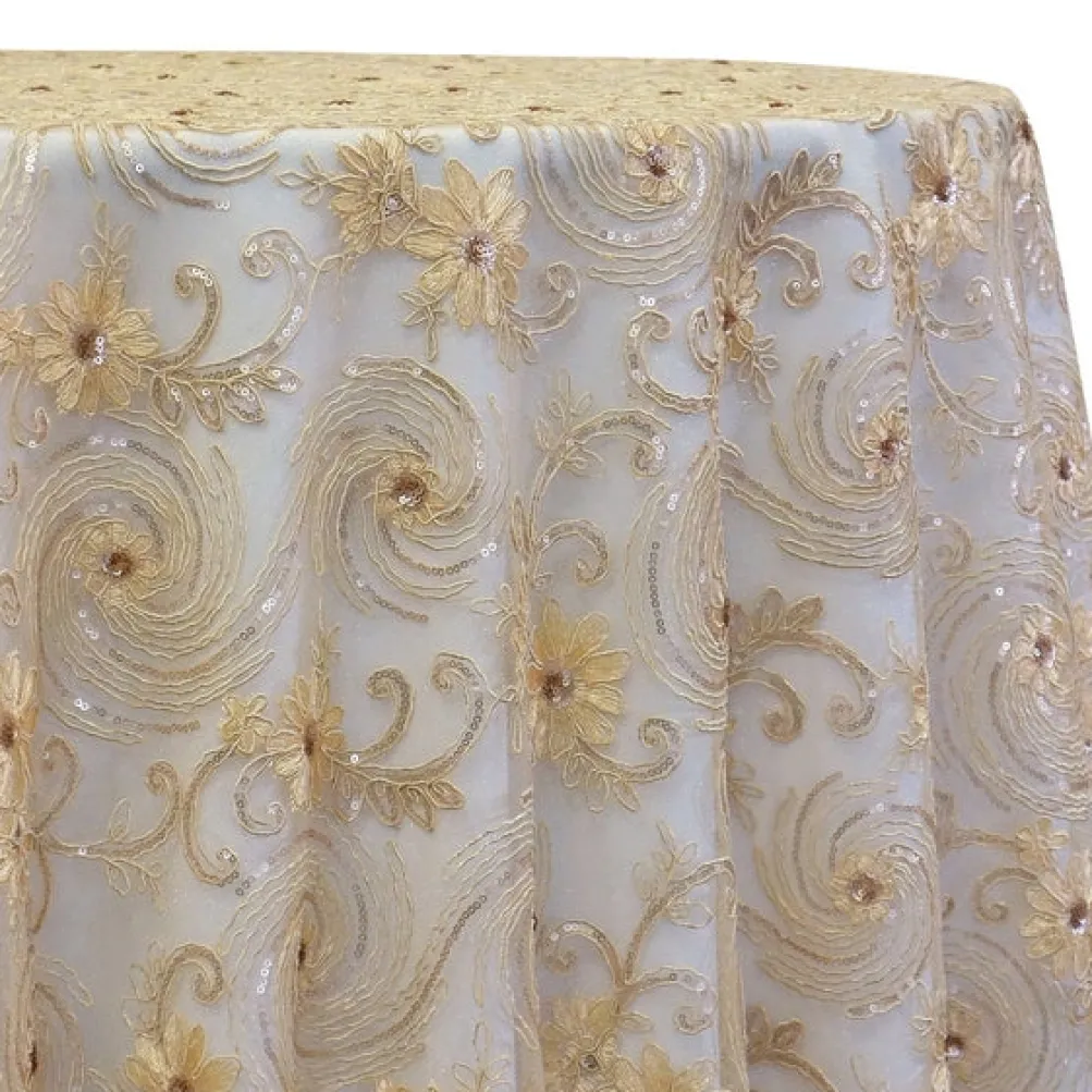 Jasmine Lace Table Linen in Champagne