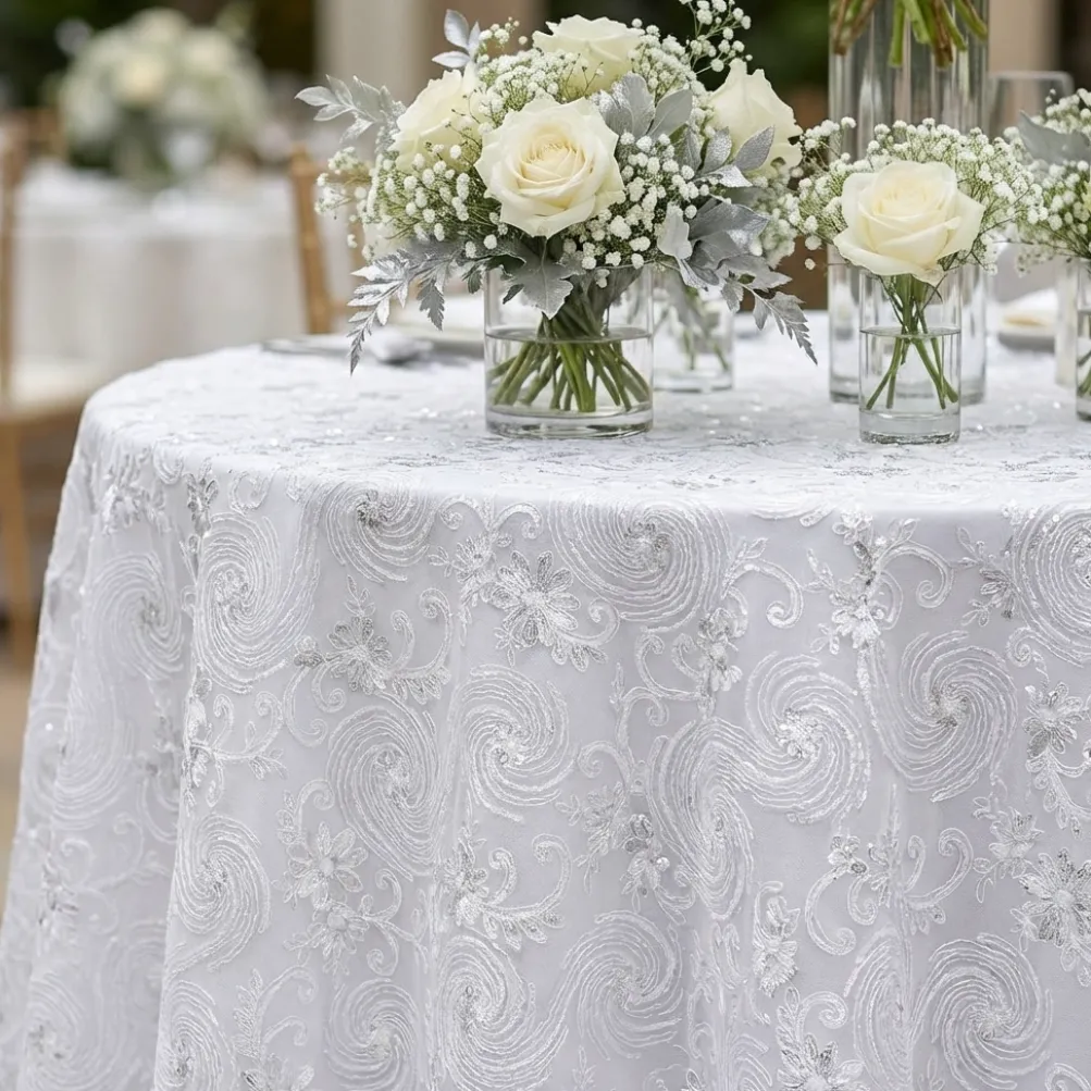 Jasmine Lace Table Linen in White