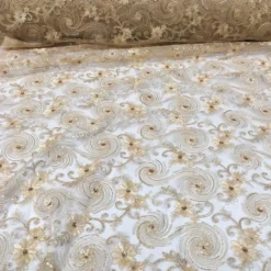 Jasmine Lace (w/ Poly Lining) Table Napkin in Champagne