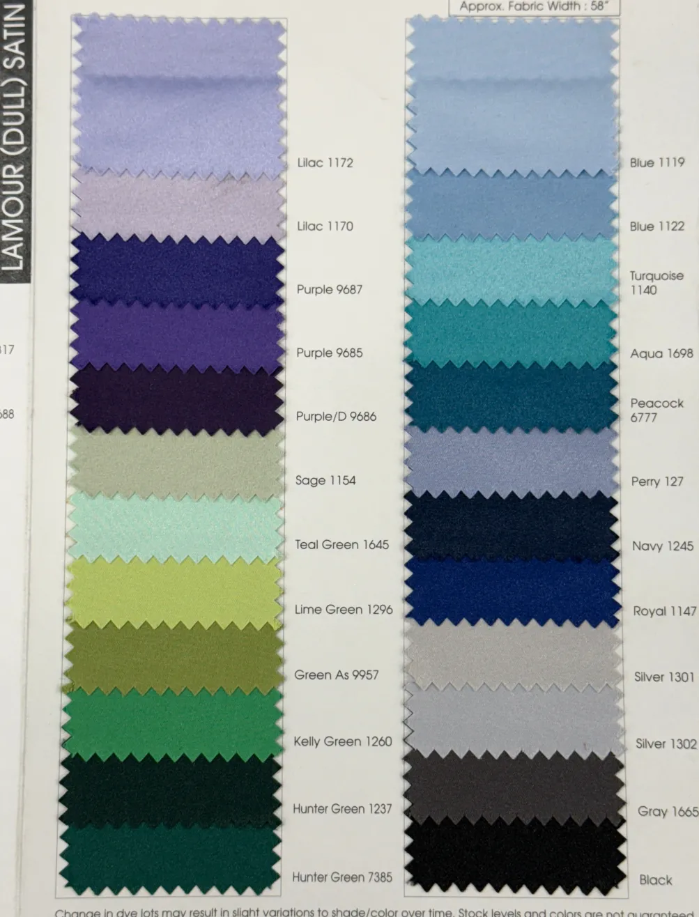 Lamour (Dull) Satin Drapery Panels (58" Wide) / 51 Colors