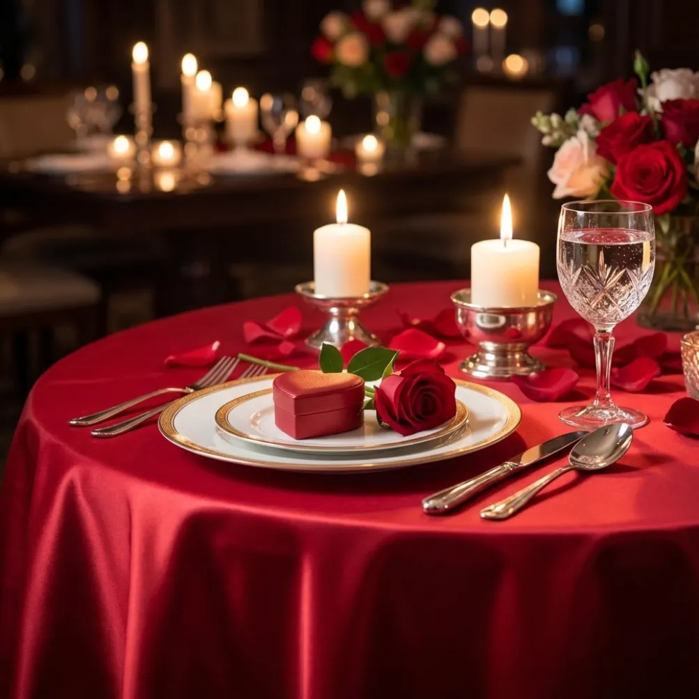 Lamour (Dull) Satin Table Linen in Red 1192