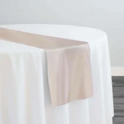 Lamour (Dull) Satin Table Runner in LT Champagne 1441