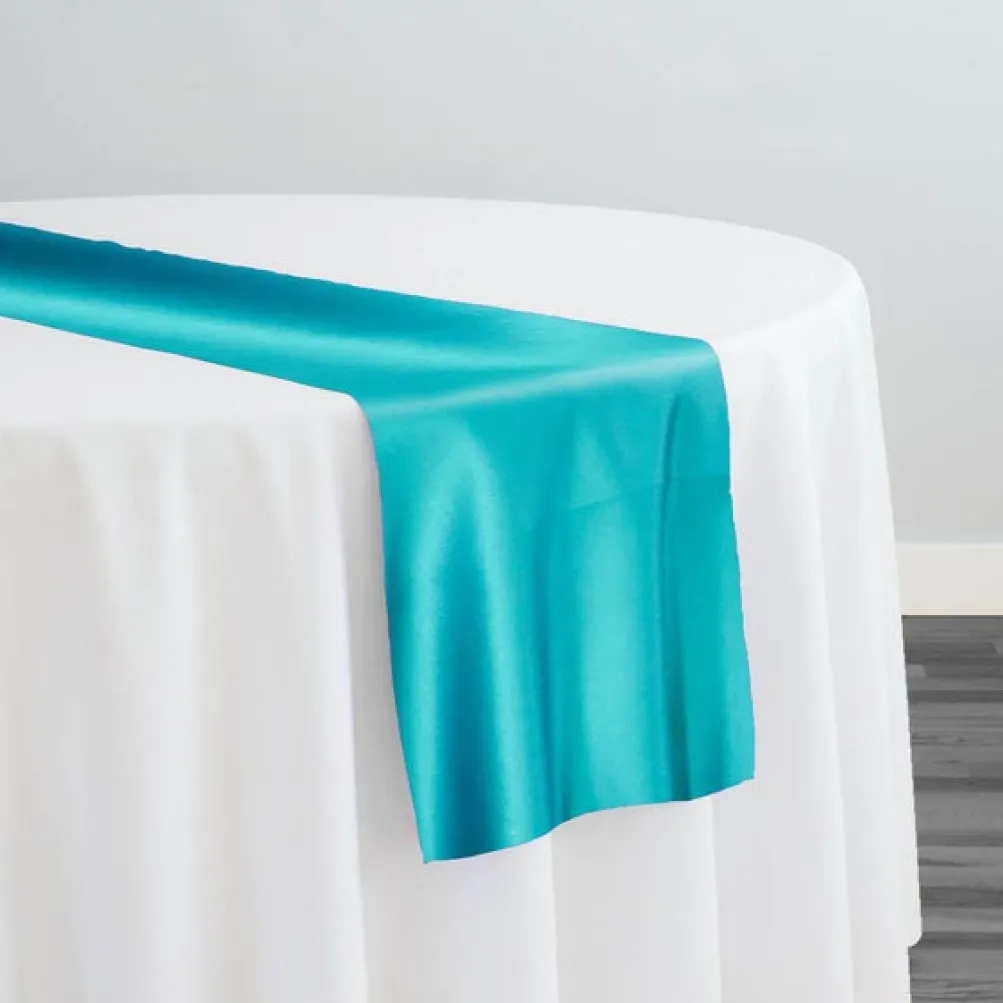 Lamour (Dull) Satin Table Runner in Aqua 1698