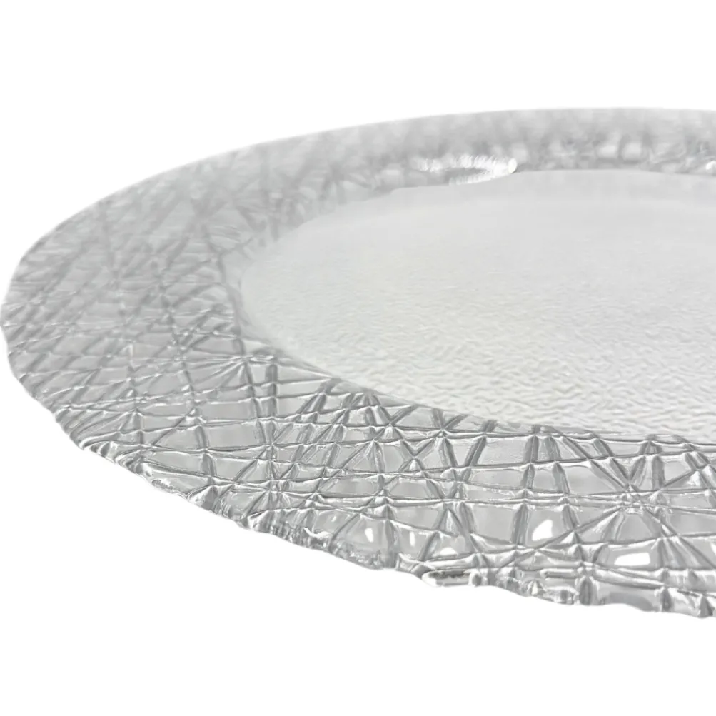 Lattice - Glass Charger Plate in Silver (Item # 0386)