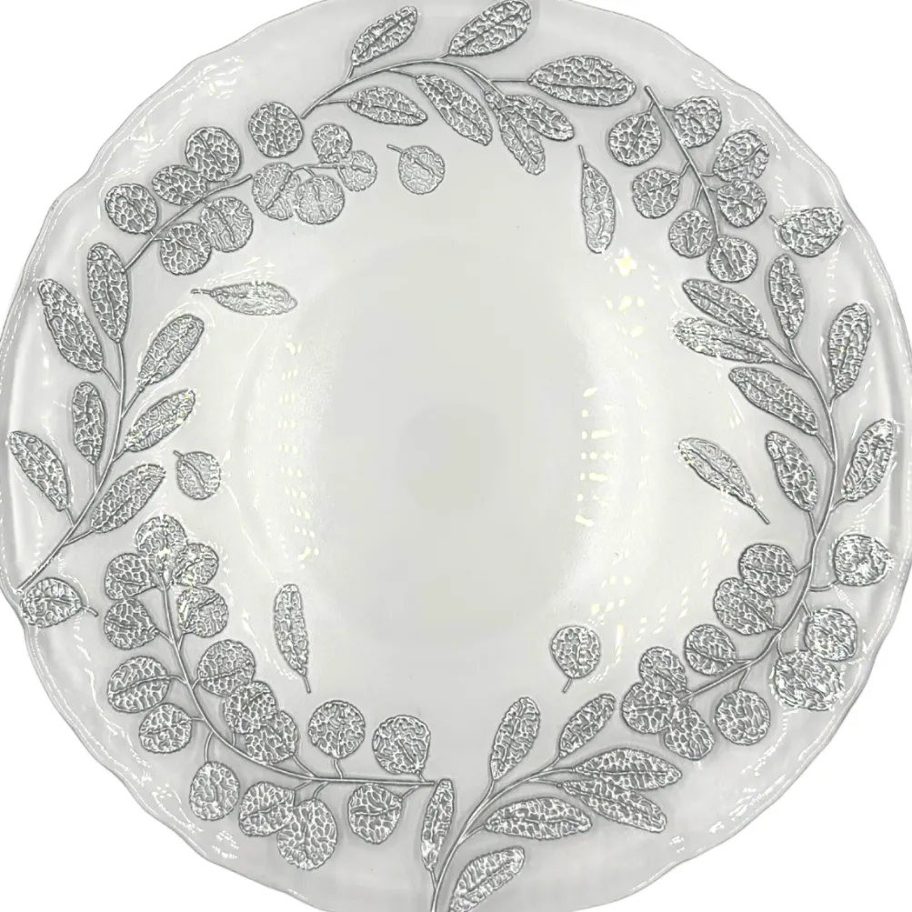 Laurel - Glass Charger Plate in Silver (Item # 0424)