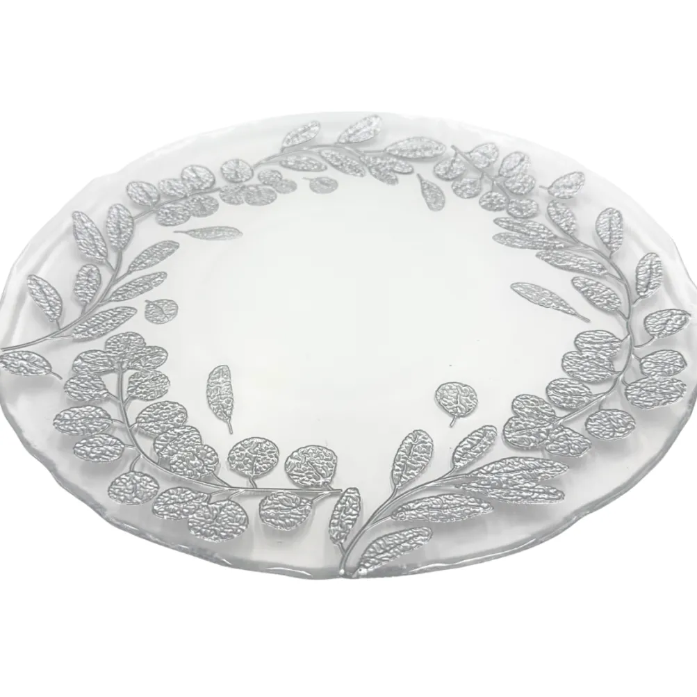Laurel - Glass Charger Plate in Silver (Item # 0424)