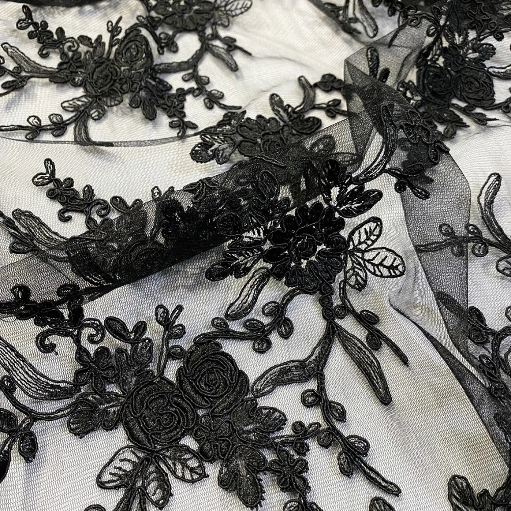 Laylani Lace Table Linen in Black