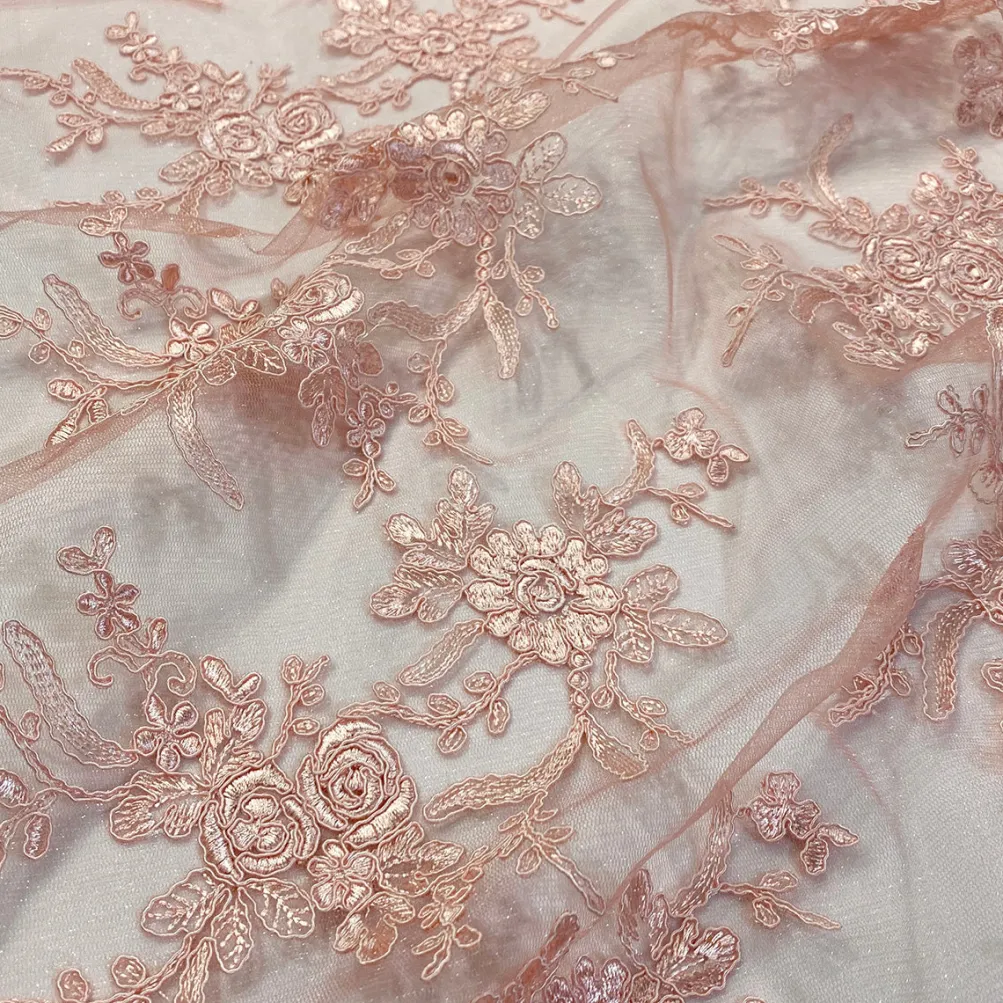 Laylani Lace Table Linen in Coral