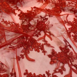 Laylani Lace Table Linen in Red