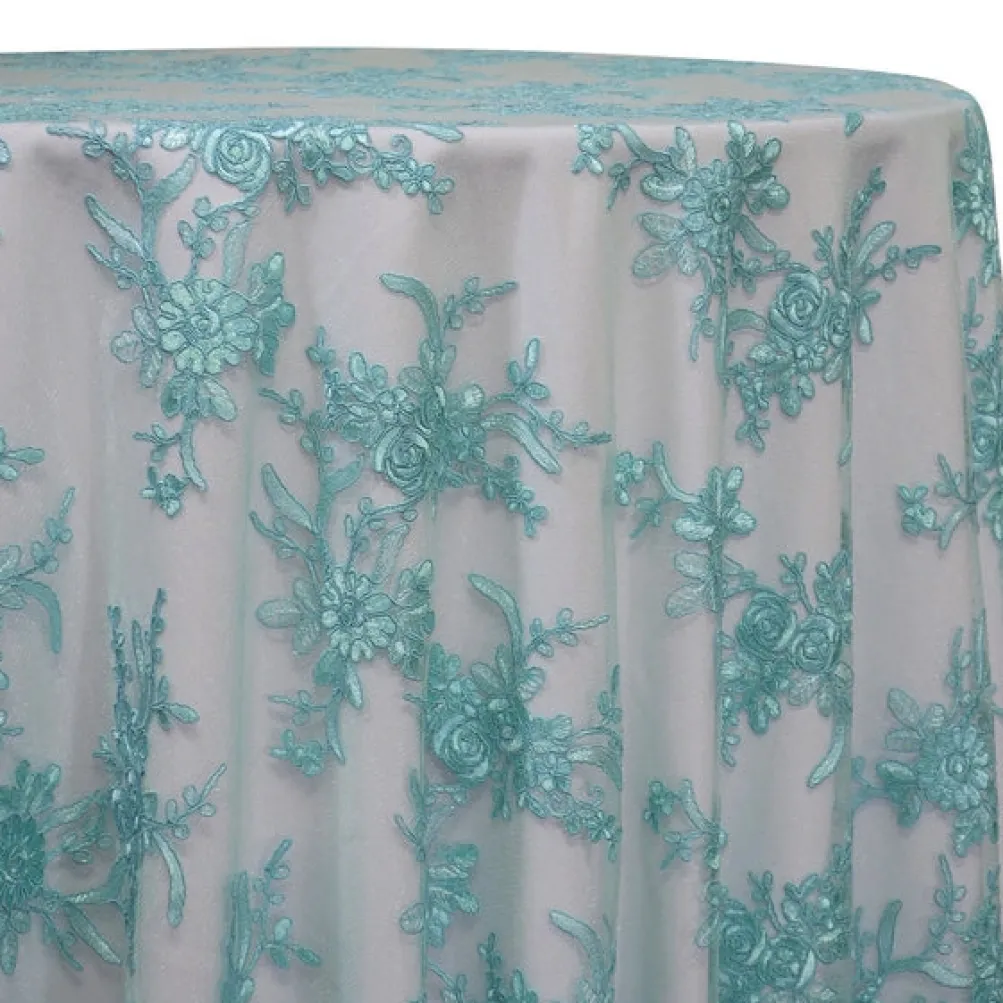 Laylani Lace Table Linen in Teal Green