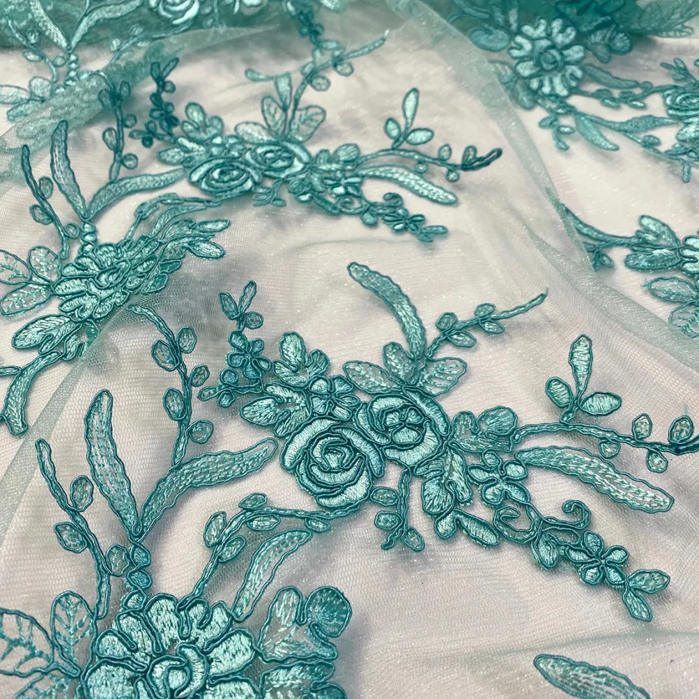 Laylani Lace Table Runner in Teal Green