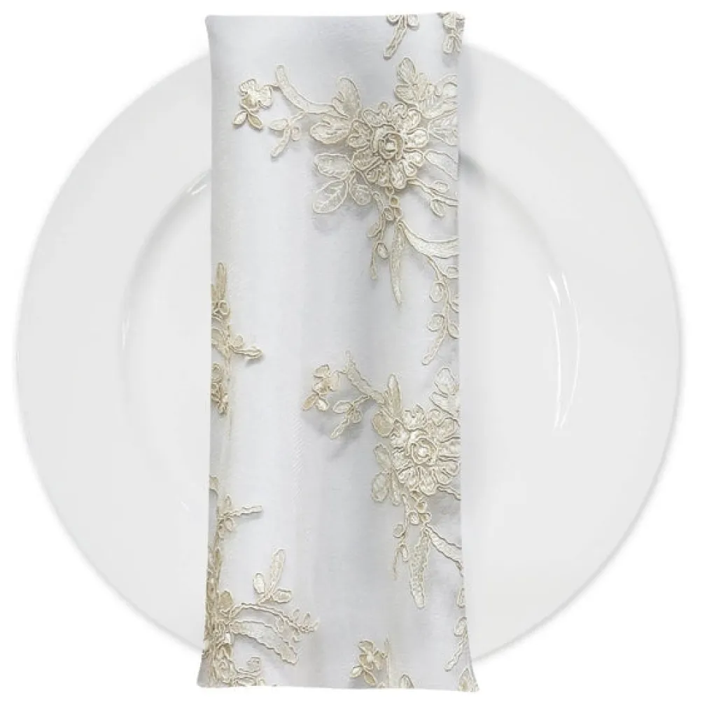 Laylani Lace (w/ Poly Lining) Table Napkin in Ivory