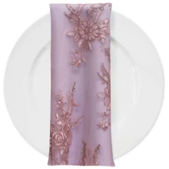 Laylani Lace (w/ Poly Lining) Table Napkin in Dusty Rose
