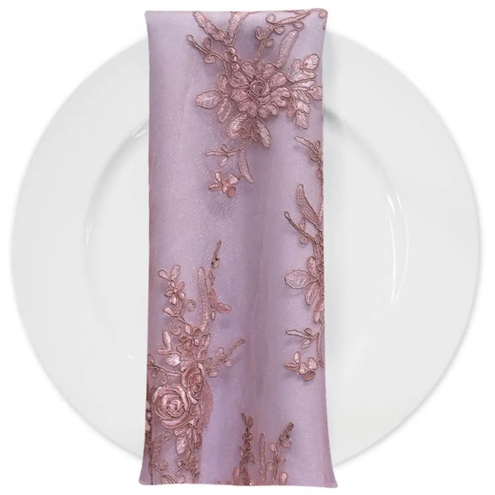 Laylani Lace (w/ Poly Lining) Table Napkin in Dusty Rose