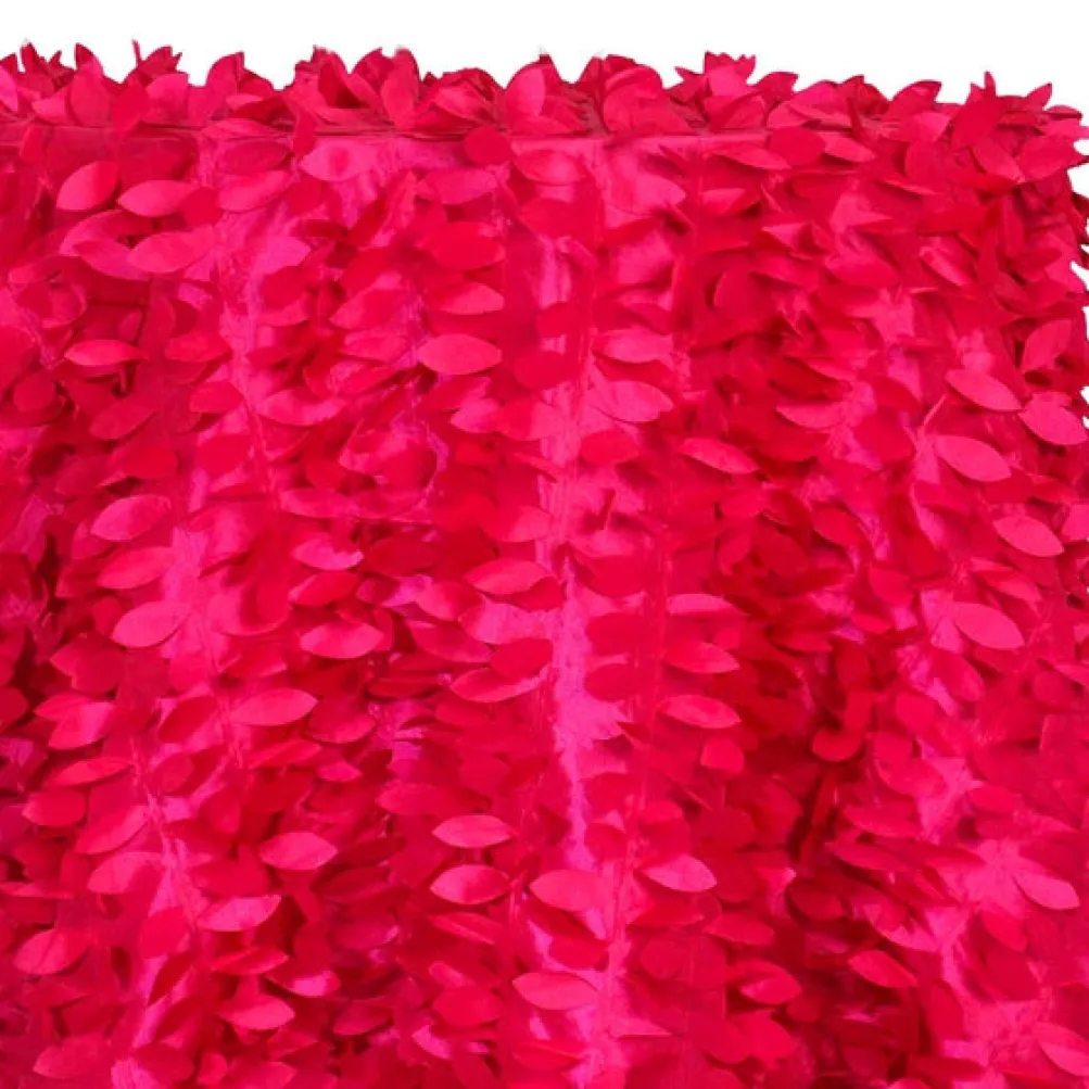 Leaf Hanging Taffeta Table Linen in Fuchsia