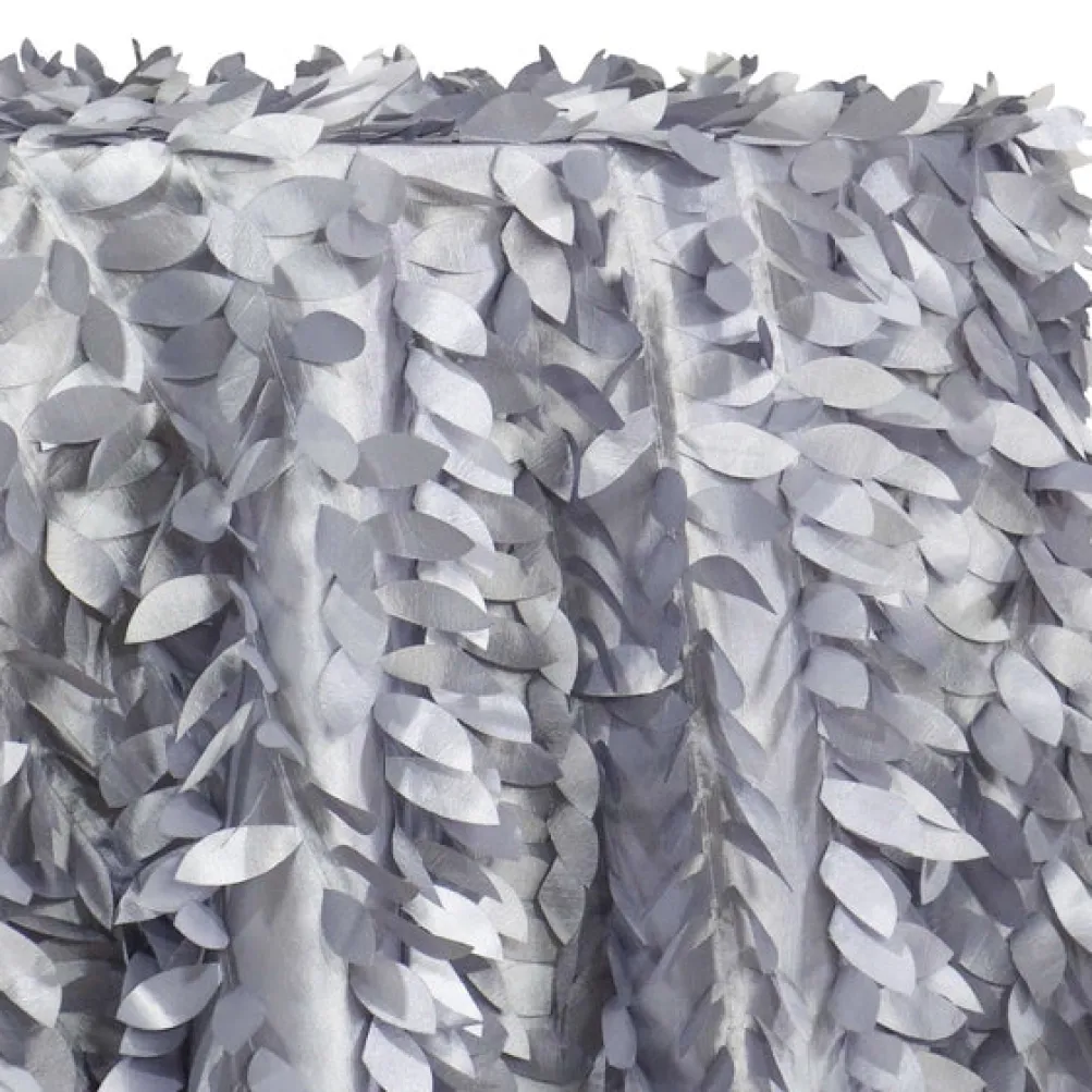 Leaf Hanging Taffeta Table Linen in Silver