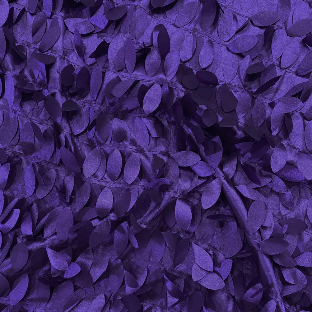 Leaf Hanging Taffeta Table Linen in Purple