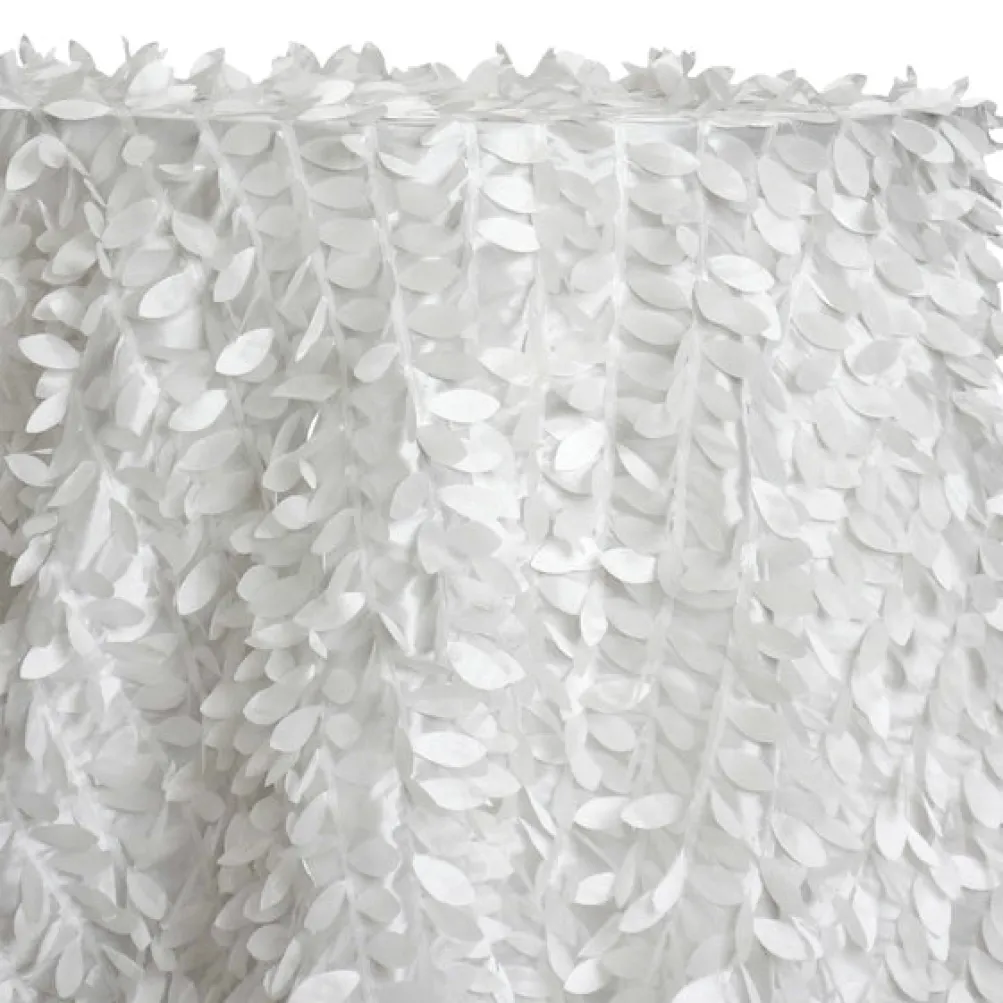 Leaf Hanging Taffeta Table Linen in White