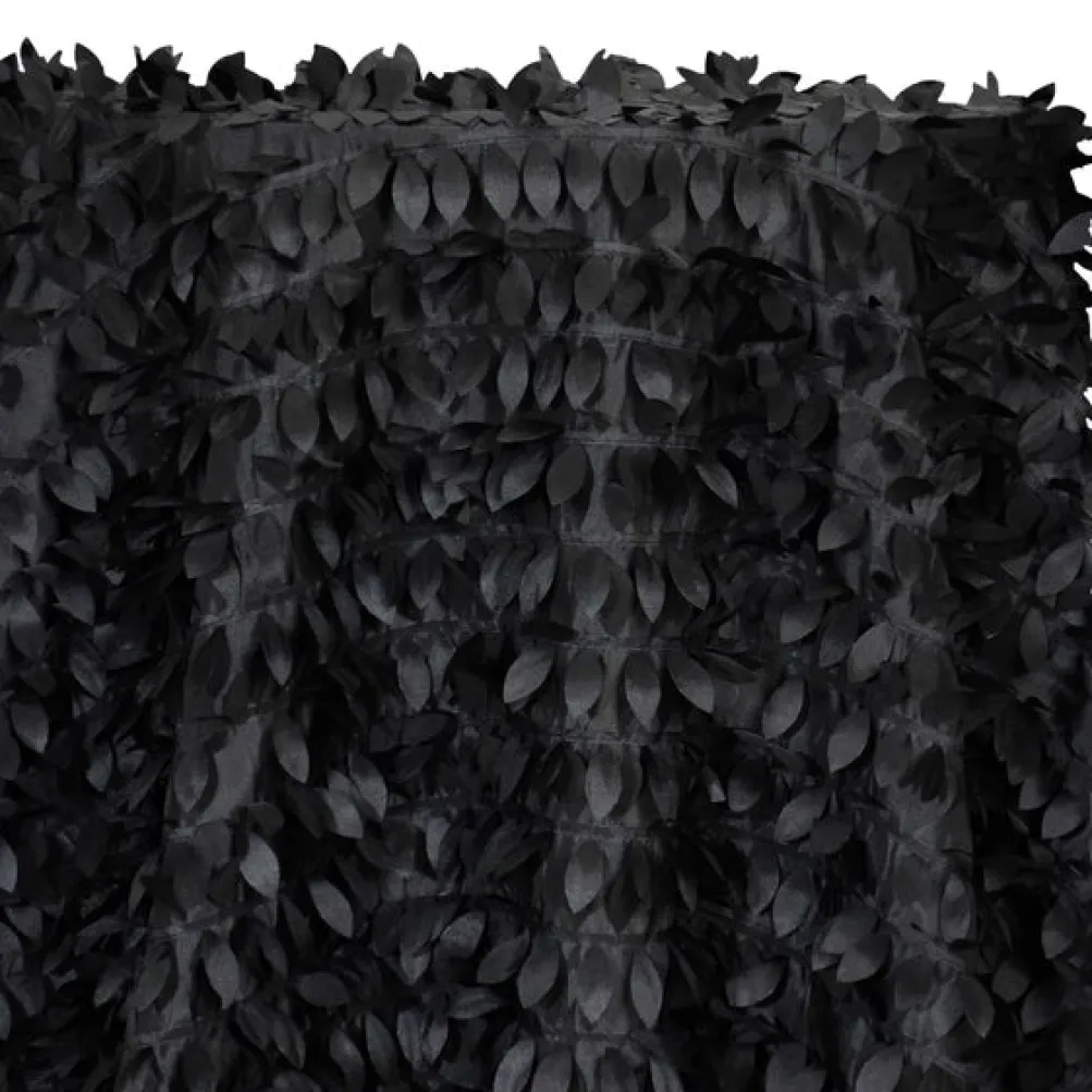 Leaf Hanging Taffeta Table Linen in Black