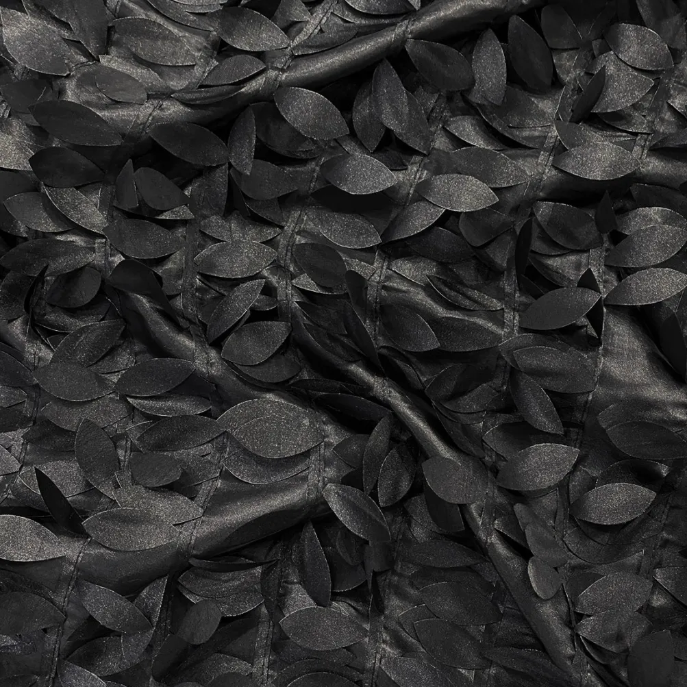Leaf Hanging Taffeta Table Linen in Black