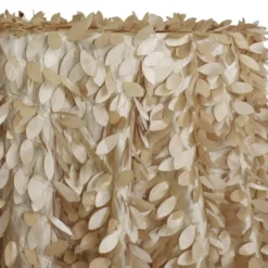 Leaf Hanging Taffeta Table Linen in Taupe and Gold