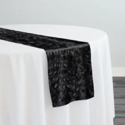 Leaf Hanging Taffeta Table Runner in Black