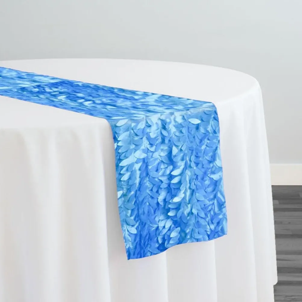 Leaf Hanging Taffeta Table Runner in Turquoise 112