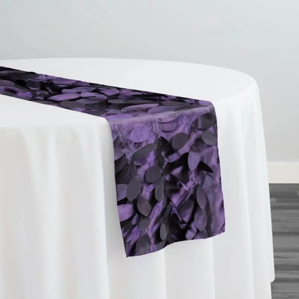 Leaf Hanging Taffeta Table Runner in Raisin