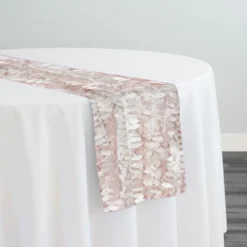 Leaf Hanging Taffeta Table Runner in Pink Petal