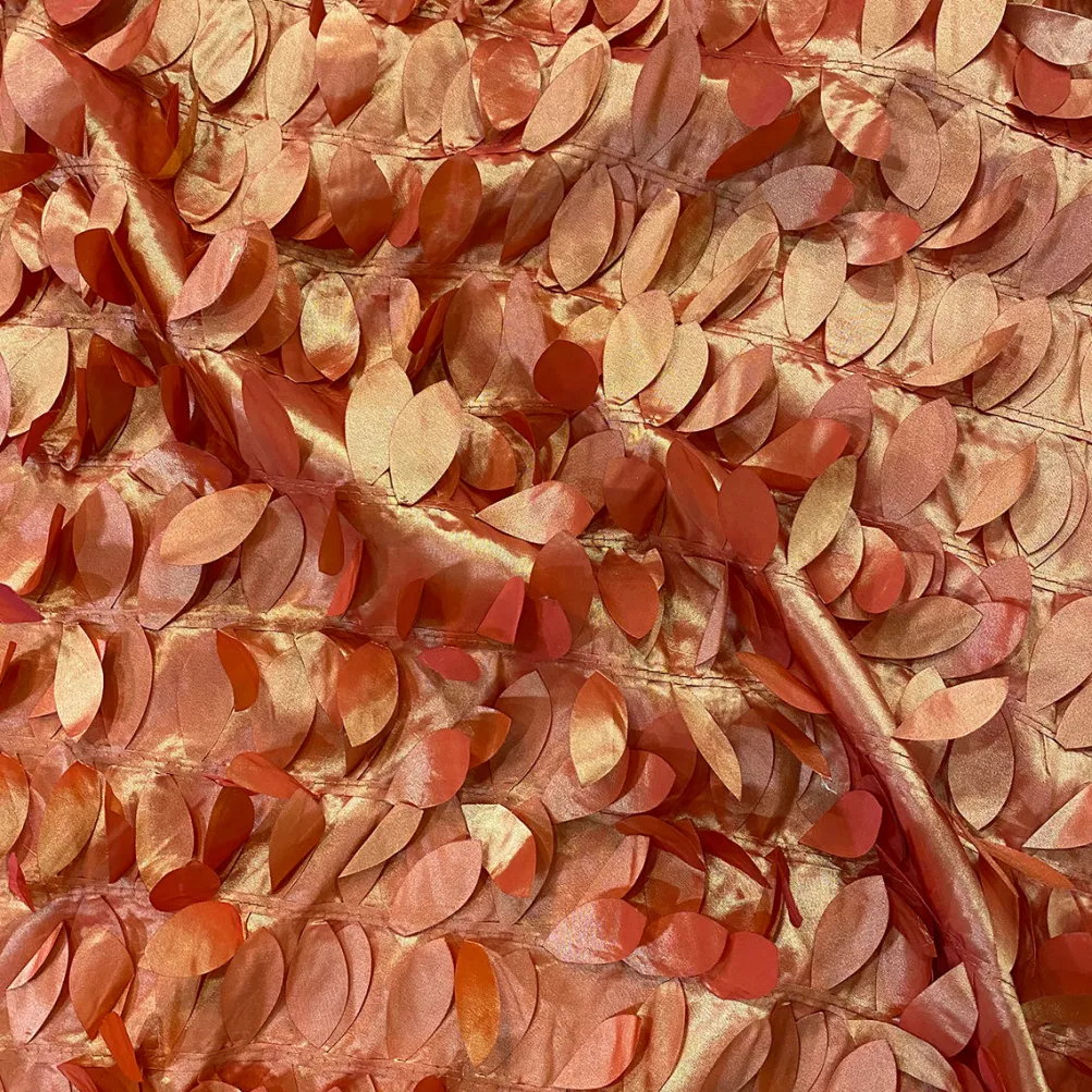 Leaf Hanging Taffeta Table Runner in Orange