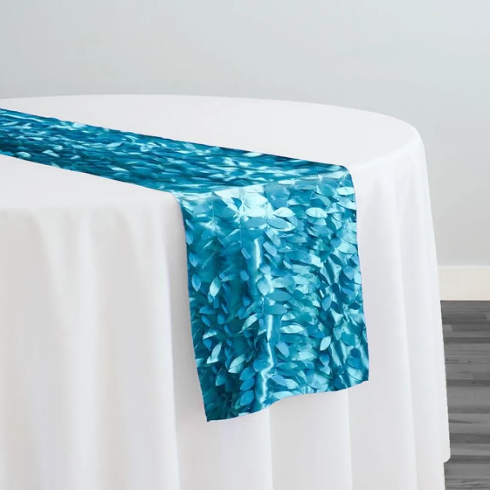 Leaf Hanging Taffeta Table Runner in Oasis