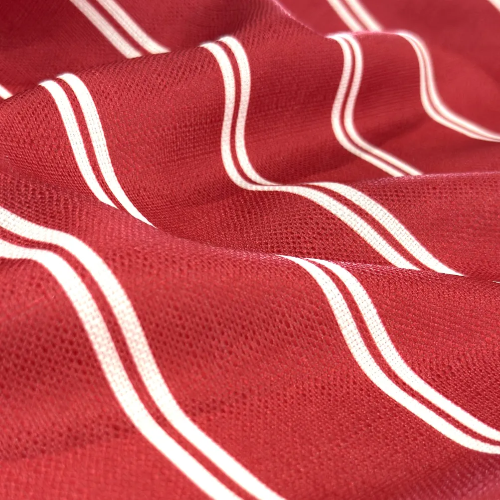 Lexington Stripe (Slub Print) Table Napkin in Red