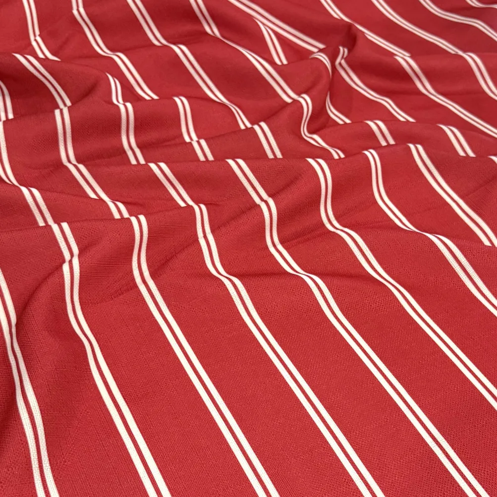 Lexington Stripe (Slub Print) Table Napkin in Red