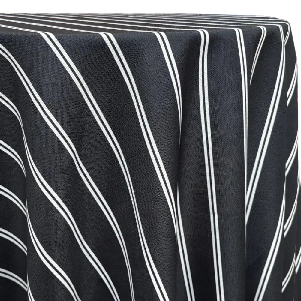 Lexington Stripe (Slub Print) Table Linen in Black