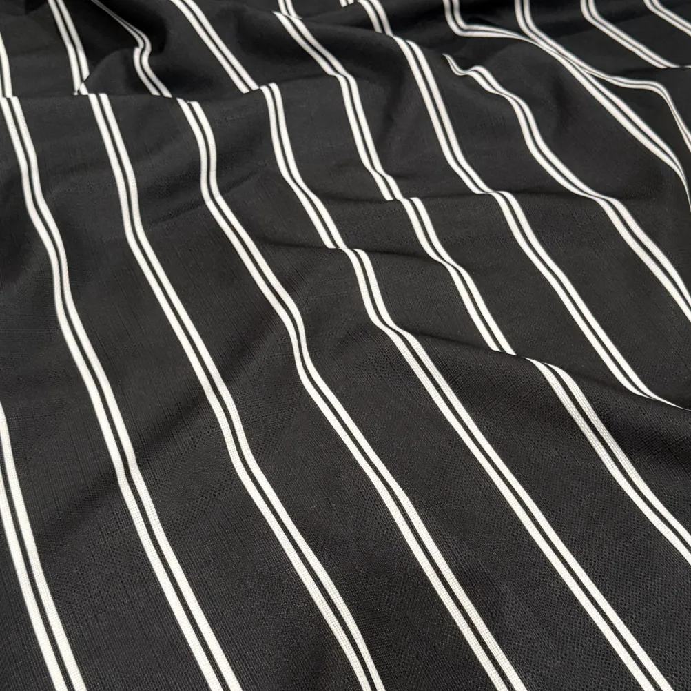 Lexington Stripe (Slub Print) Table Linen in Black